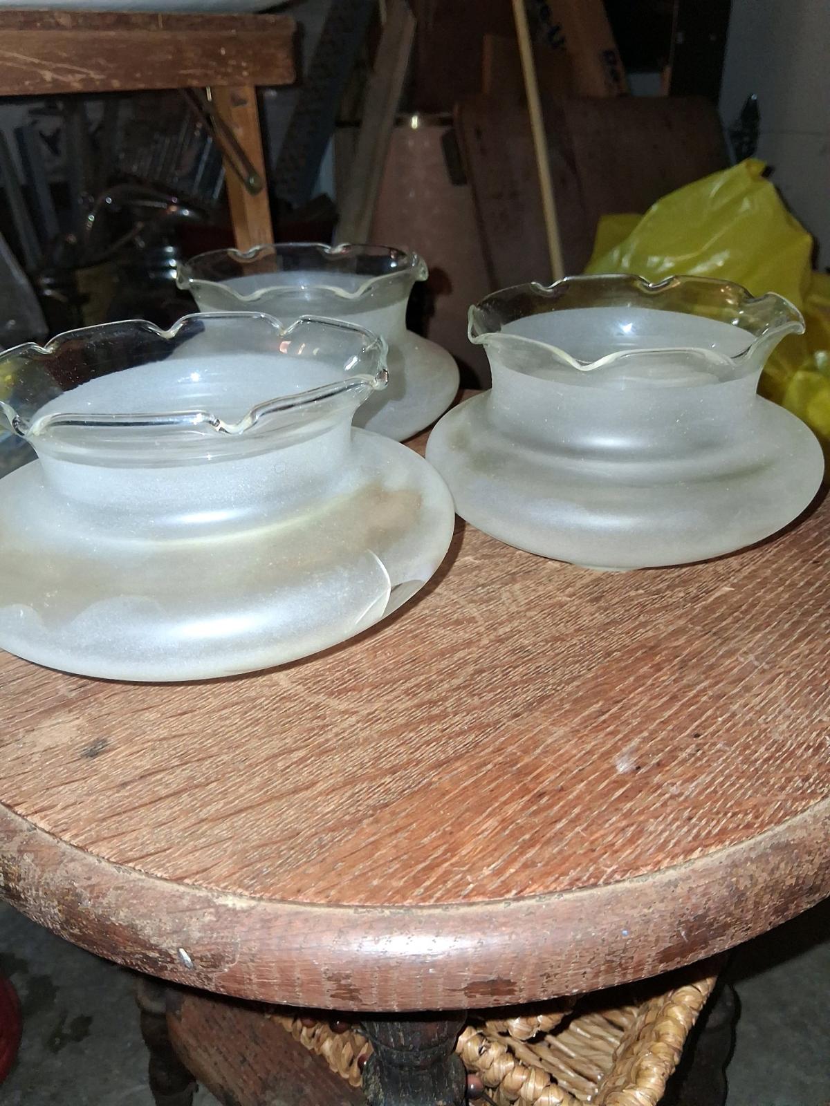 3 Antique Frosted Glass Lamp Shades Ruffled Edge - Kansas City, Missouri - FleaMarketBay