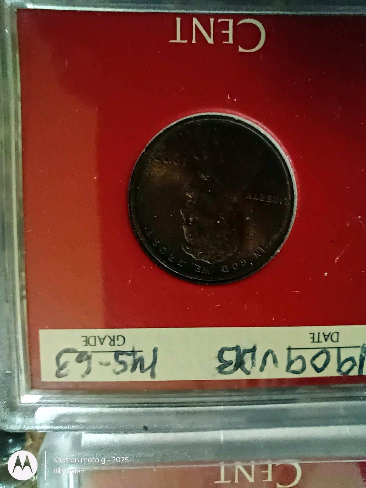 1909 VDB Ms 63 Lincoln cent - Decatur, Illinois