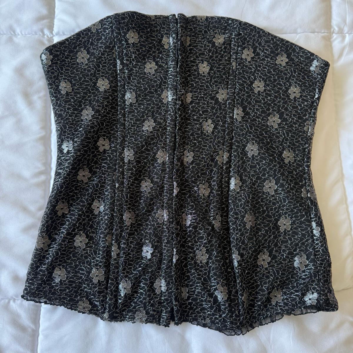 Vintage Y2K Black  Silver Brocade Corset Top  Structured Str - Los Angeles, California