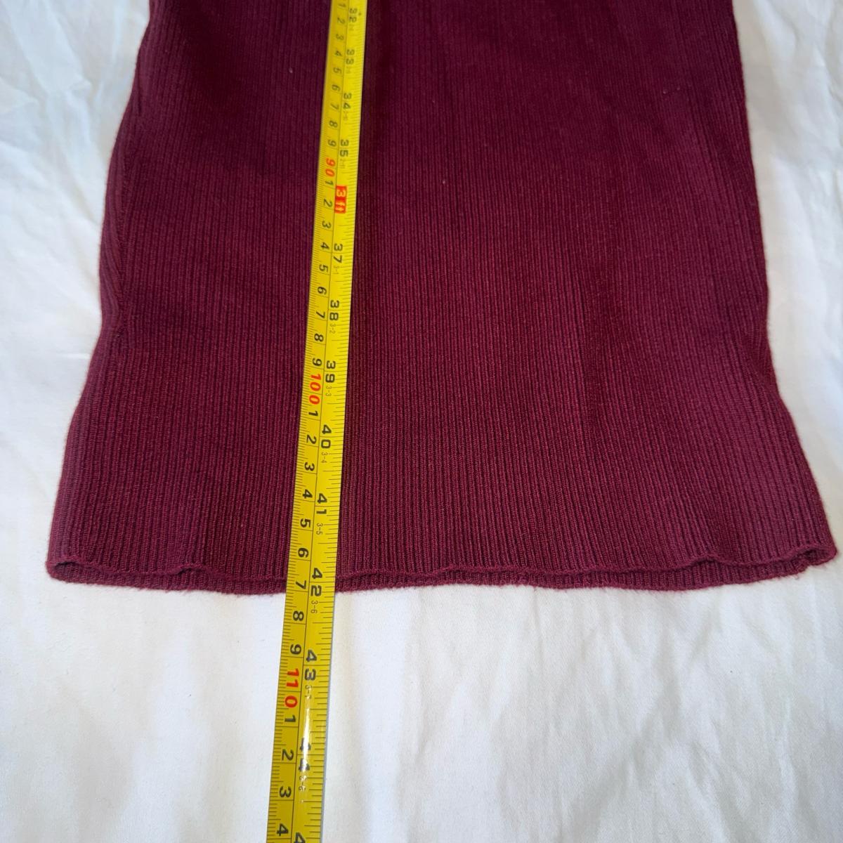 Burgundy Ribbed Knit Bodycon Midi Dress  Turtleneck - Los Angeles, California - FleaMarketBay