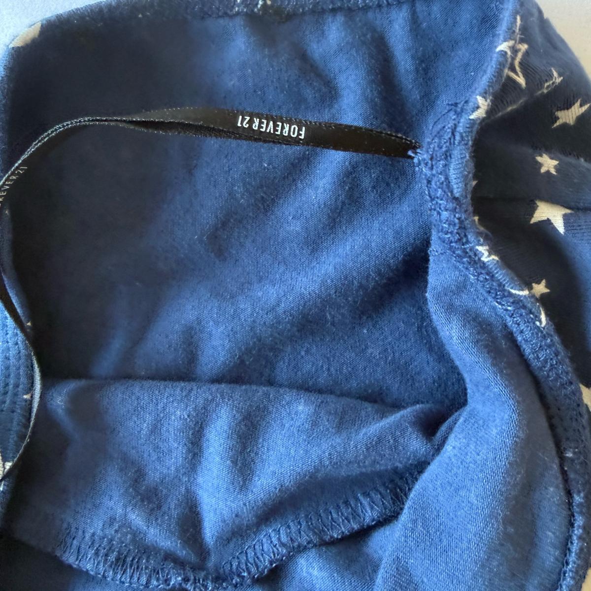 Y2K Navy Star Print Strapless Bandeau Top  Soft Stretch S - Los Angeles, California - FleaMarketBay