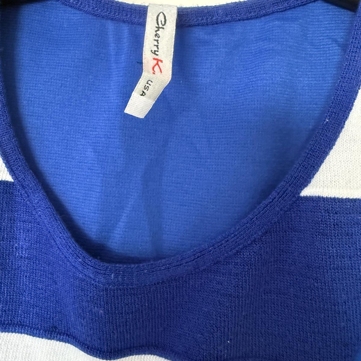 Y2K Blue  White CherryK Stripe Bodycon Dress Snatched Small - Los Angeles, California - FleaMarketBay