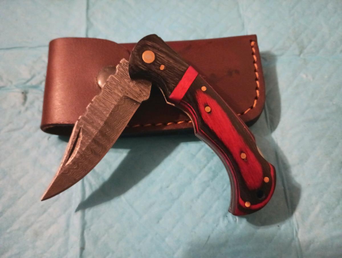 hand forged buck pocket knife with custom leather sheath - Staunton, Virginia