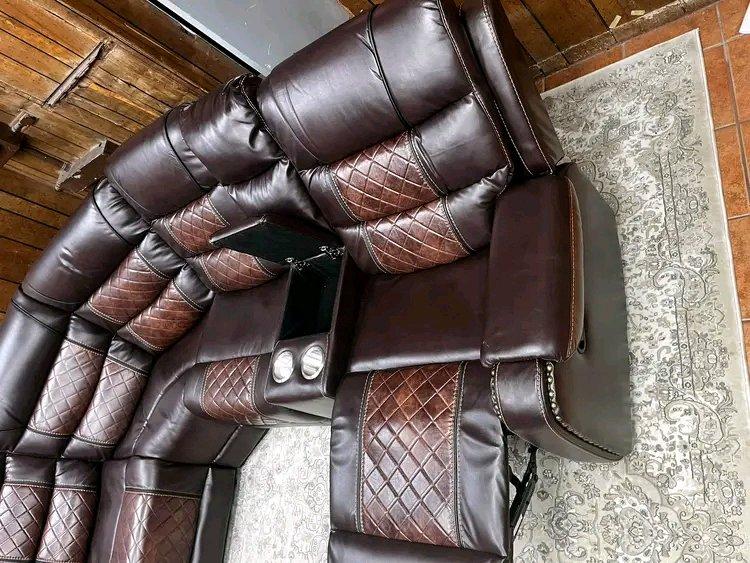 Brown Leather Sectional Recliner  New  Cup Holders  ONLY 53 - Miami, Florida - FleaMarketBay
