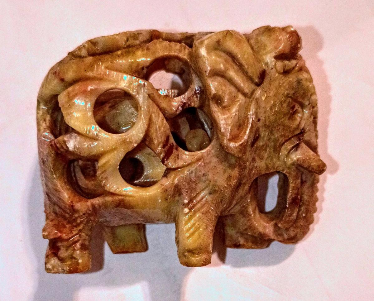 two soap stone elephant with baby elephant inside them - Elberton, Georgia