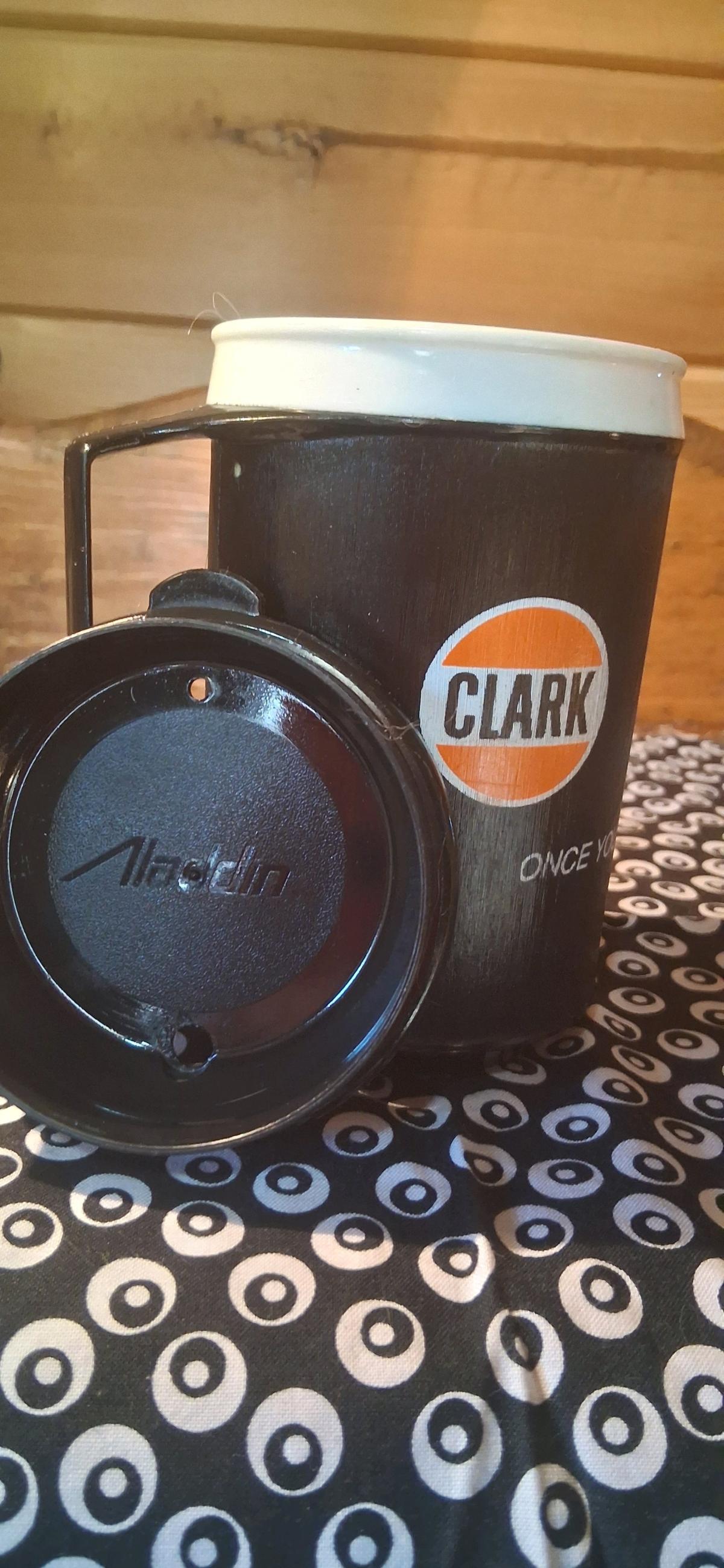 Vintage Clark Insulated Aladdin Plastic Travel Mug BlackOran