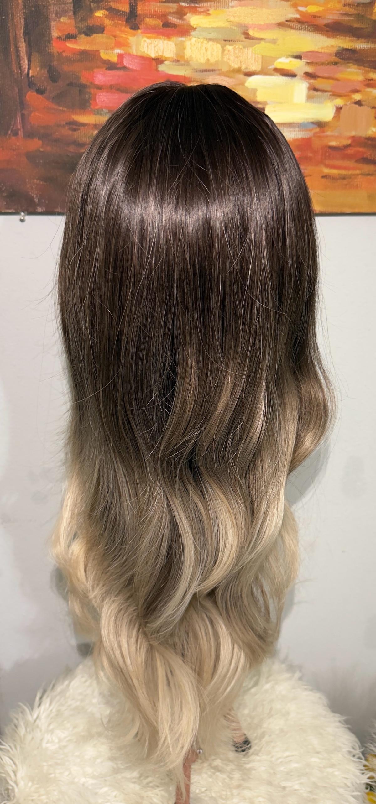 Synthetic Blend Ombre Brown Wig with Bangs and realistic sca - Johnson, Kansas - FleaMarketBay