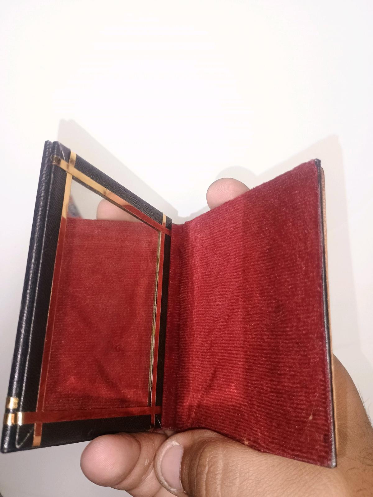 A 1970s Hippie Girl Fold Over Mirror Compact Faux Leather - Turlock, California - FleaMarketBay