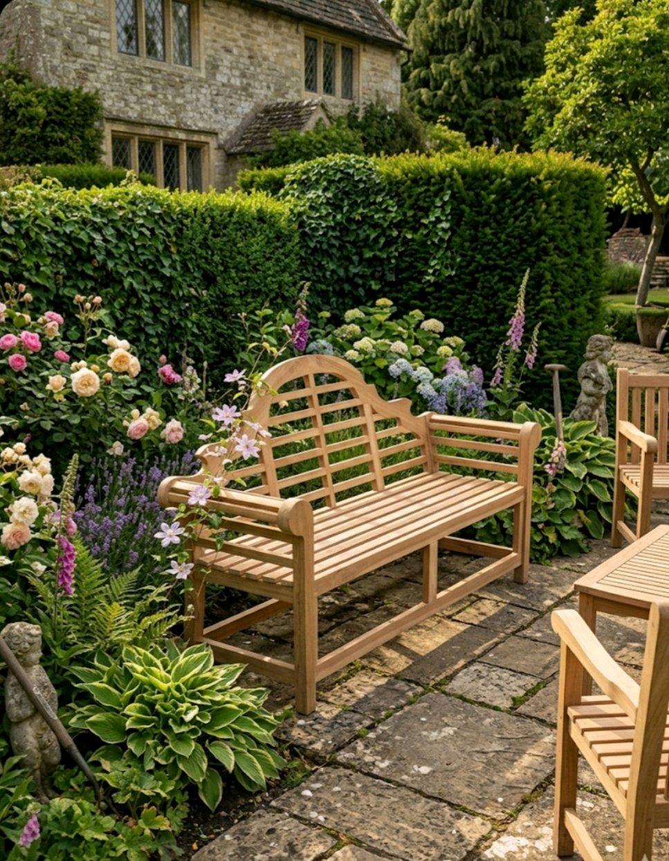 Lutyens Indonesian teak wood bench - Garland, Texas
