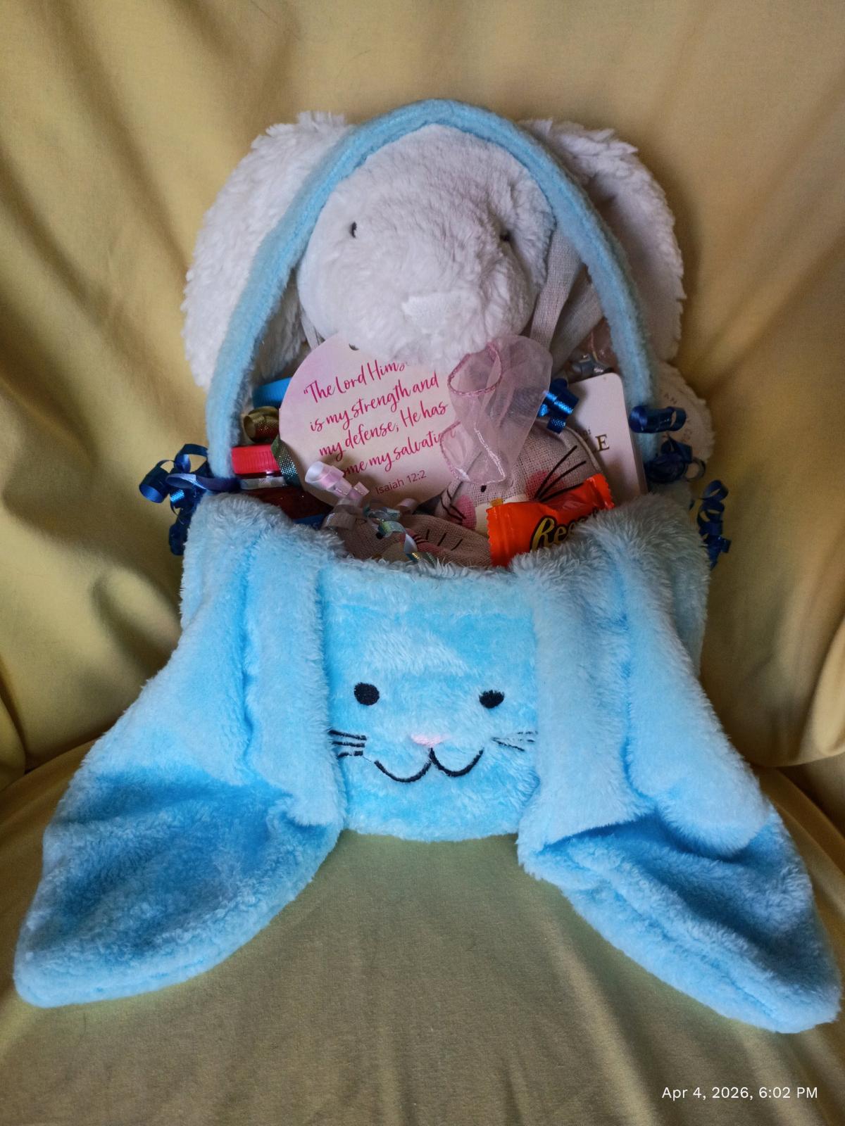 Adorable Manhattan Toy Blue Bunny Easter Basket