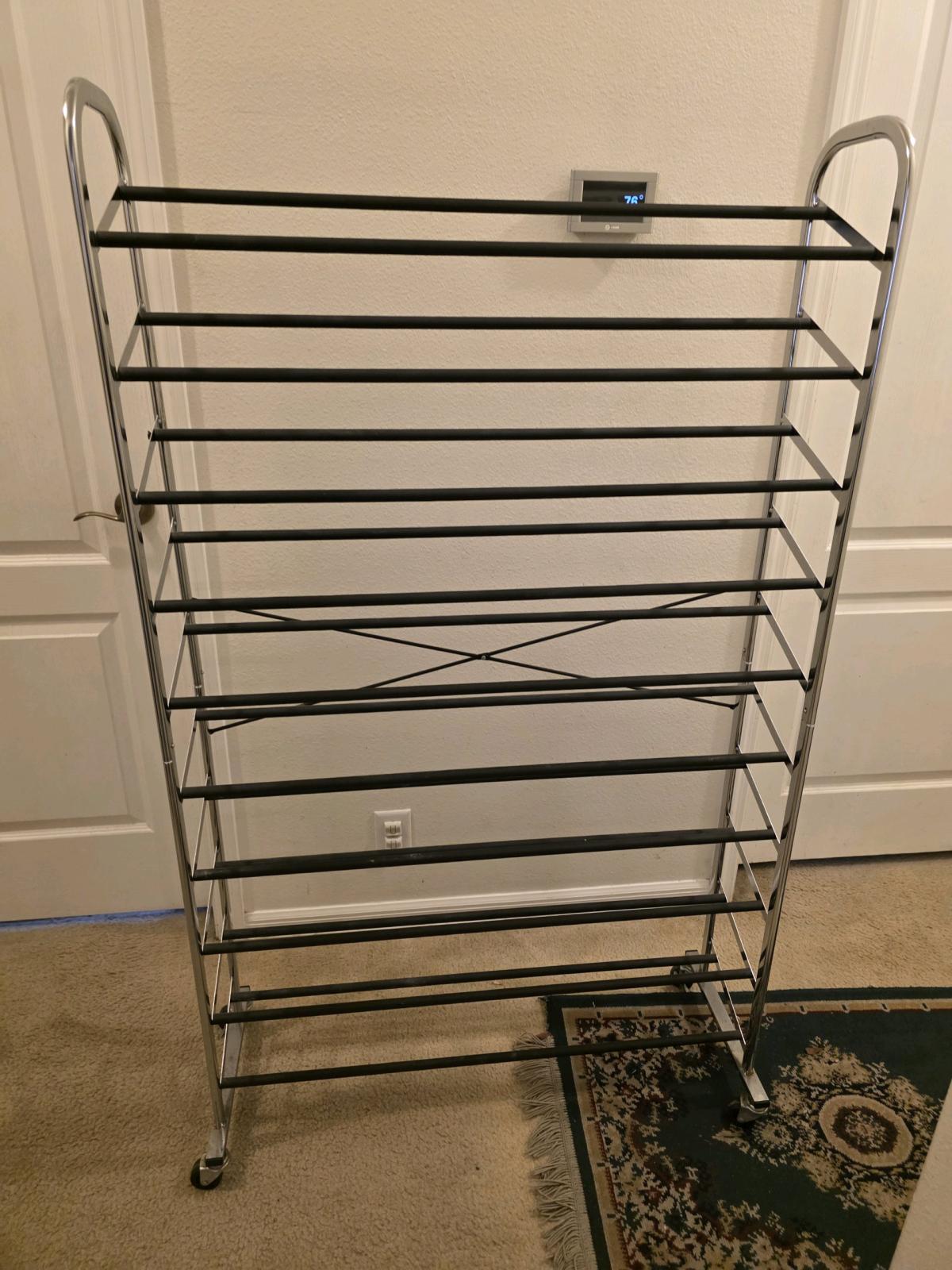 50Pair Shoe Rack Organizer a rolling metal shoe storage unit - Hudson, Florida - FleaMarketBay
