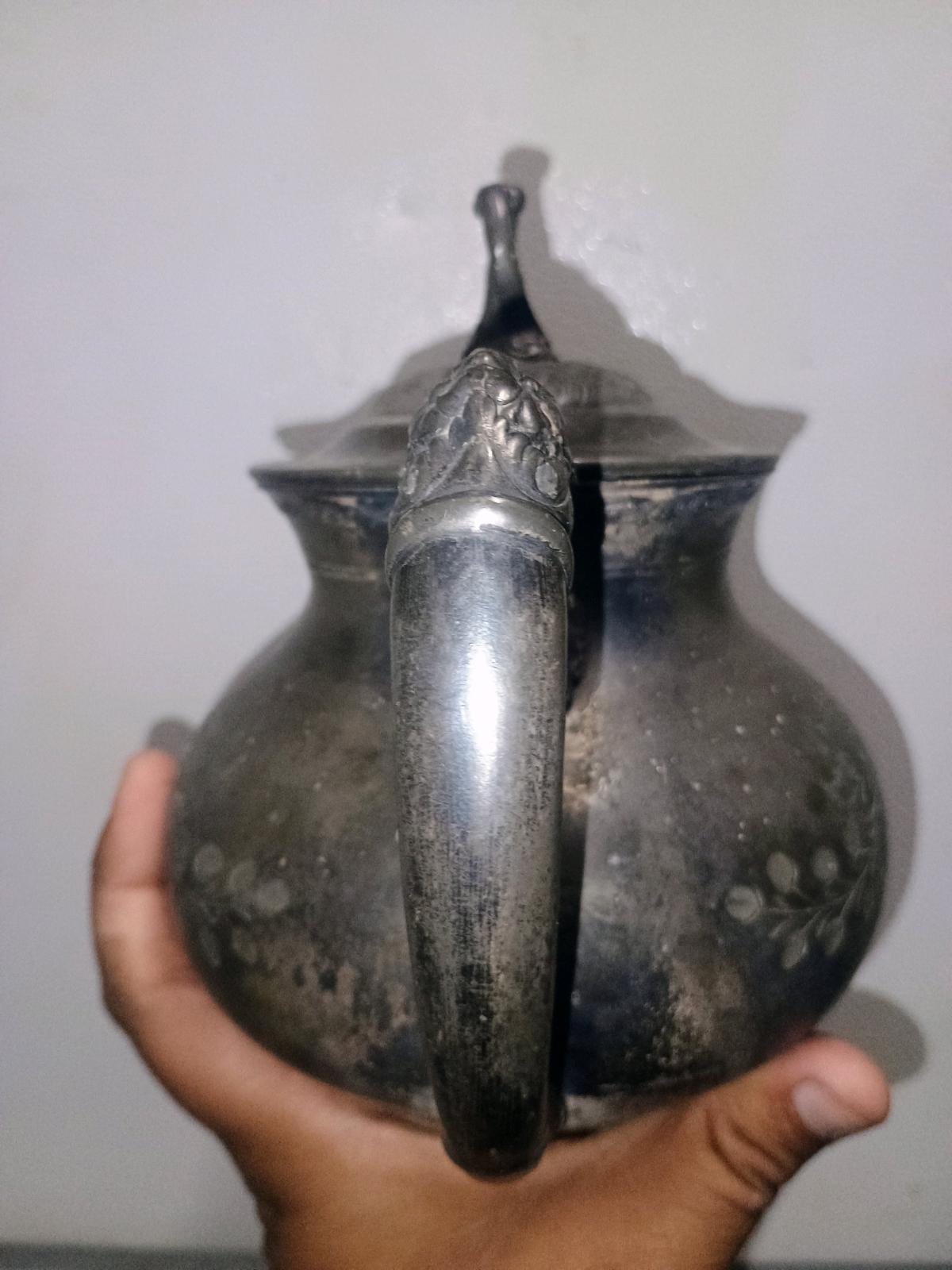 Antique Homan Silver Co Quadrupl Plate Teapot Vintage 1 Dent - Turlock, California - FleaMarketBay