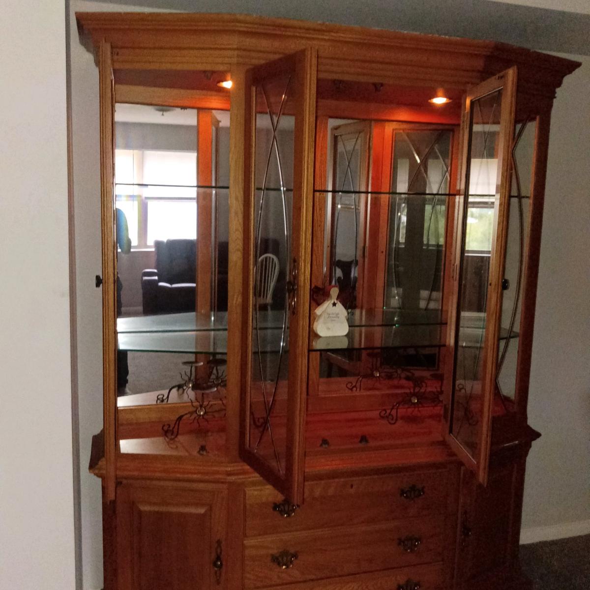 Two Pc Cuba cabinet with glass shelves - Newark, Delaware