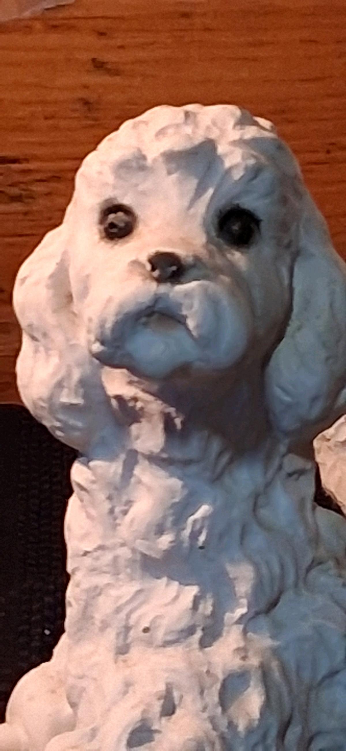 Vintage White Chalkware Poodle Dog Statues - Marshfield, Wisconsin - FleaMarketBay