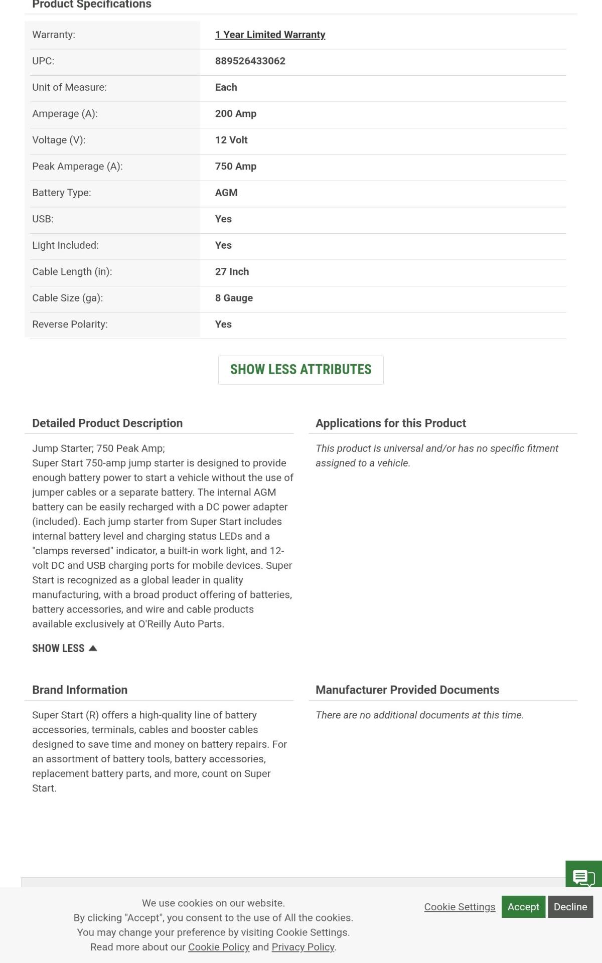 750 amp power battery jumperer New from OReileys Super brand - Vancouver, Washington - FleaMarketBay