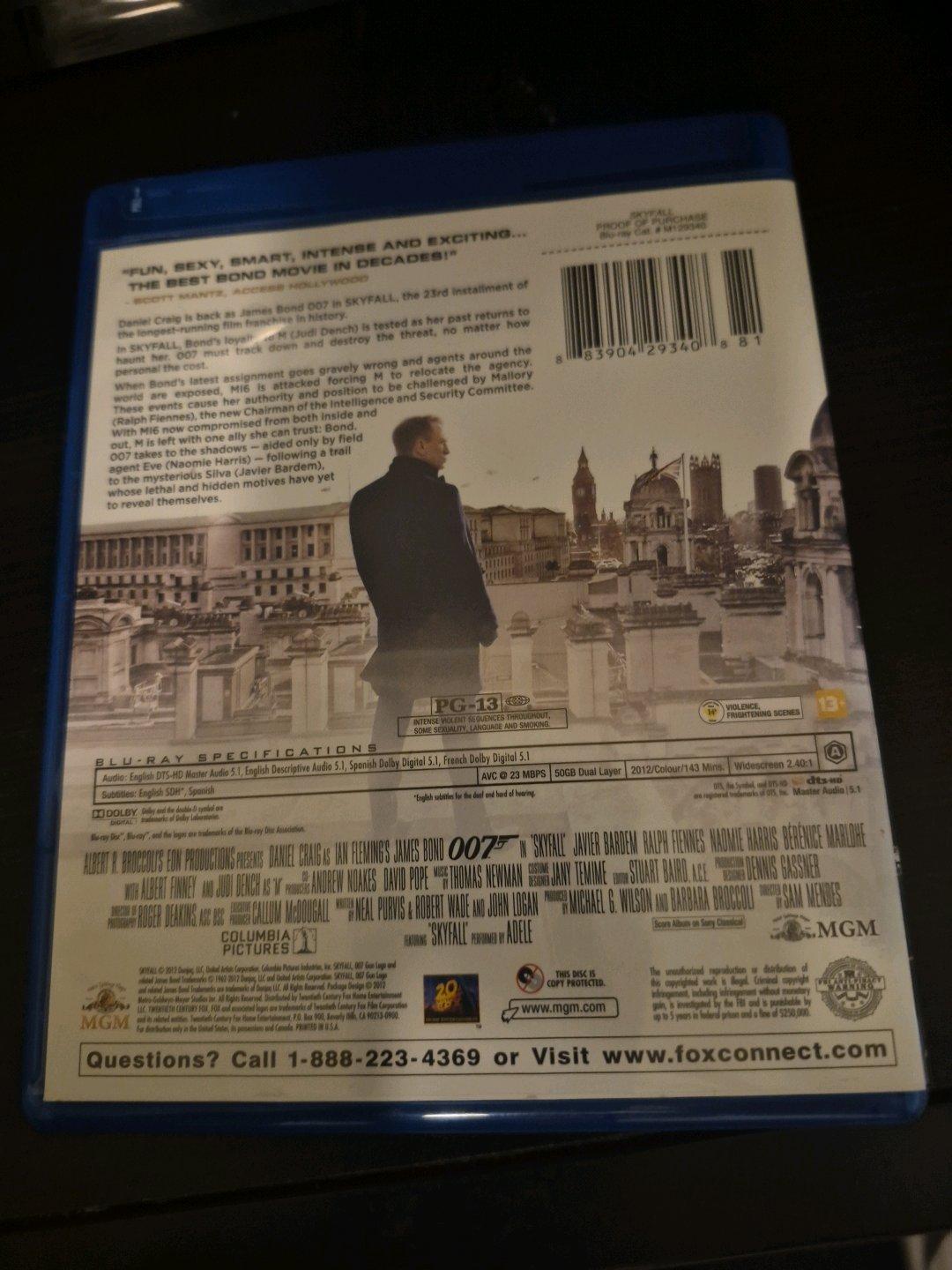 Skyfall BlurayDVD 2013 James Bond 007 Daniel Craig