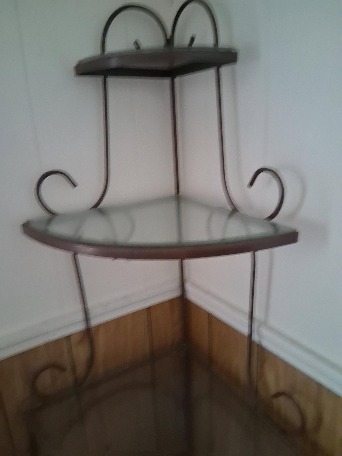 Black metal glass corner table - New Port Richey, Florida - FleaMarketBay
