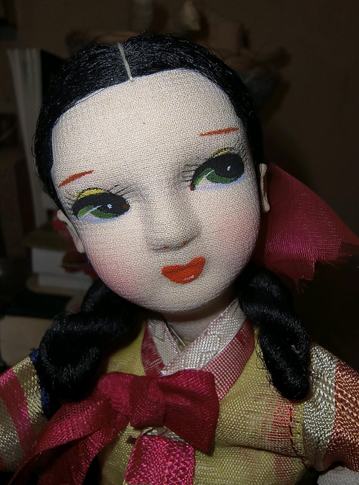 Vintage Korean Souvenir Doll with Known Provenance Silk Dres - Jackson Springs, North Carolina - FleaMarketBay