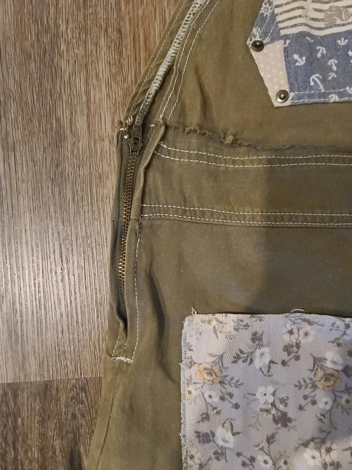 POL Overalls Womens L Green Patchwork Embroidered Wide Leg F - San Antonio, Texas - FleaMarketBay