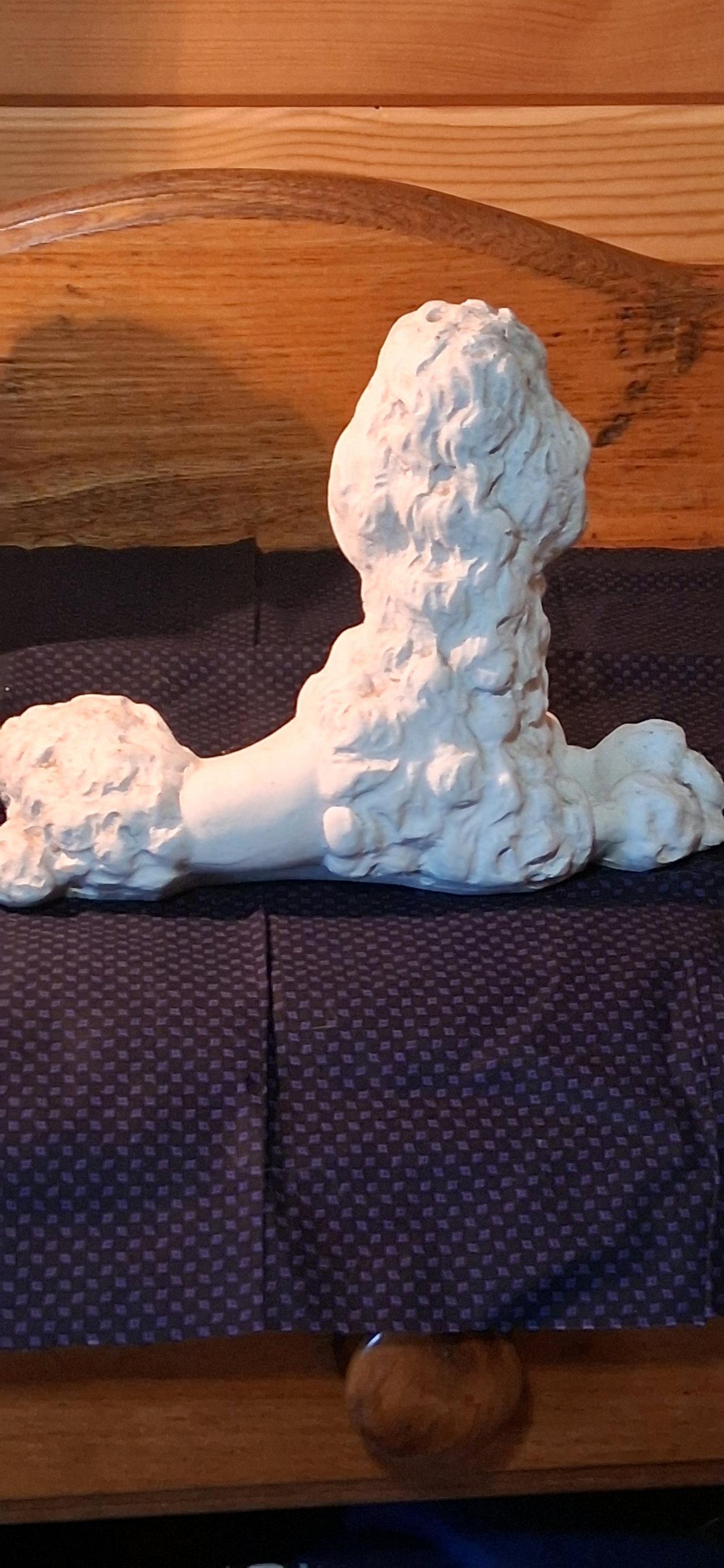 Vintage White Chalkware Poodle Dog Statues - Marshfield, Wisconsin - FleaMarketBay