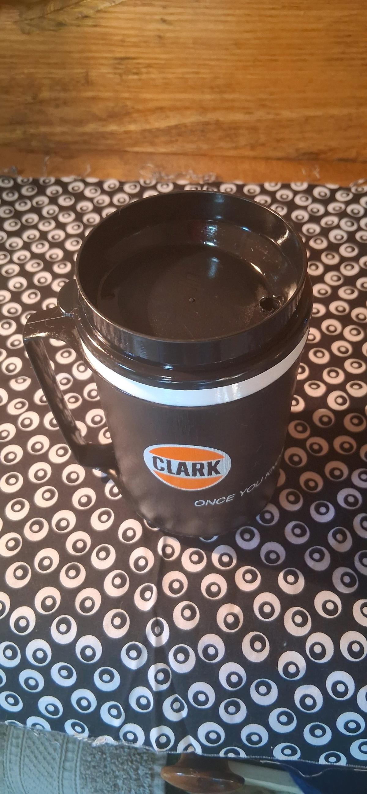Vintage Clark Insulated Aladdin Plastic Travel Mug BlackOran - Marshfield, Wisconsin - FleaMarketBay