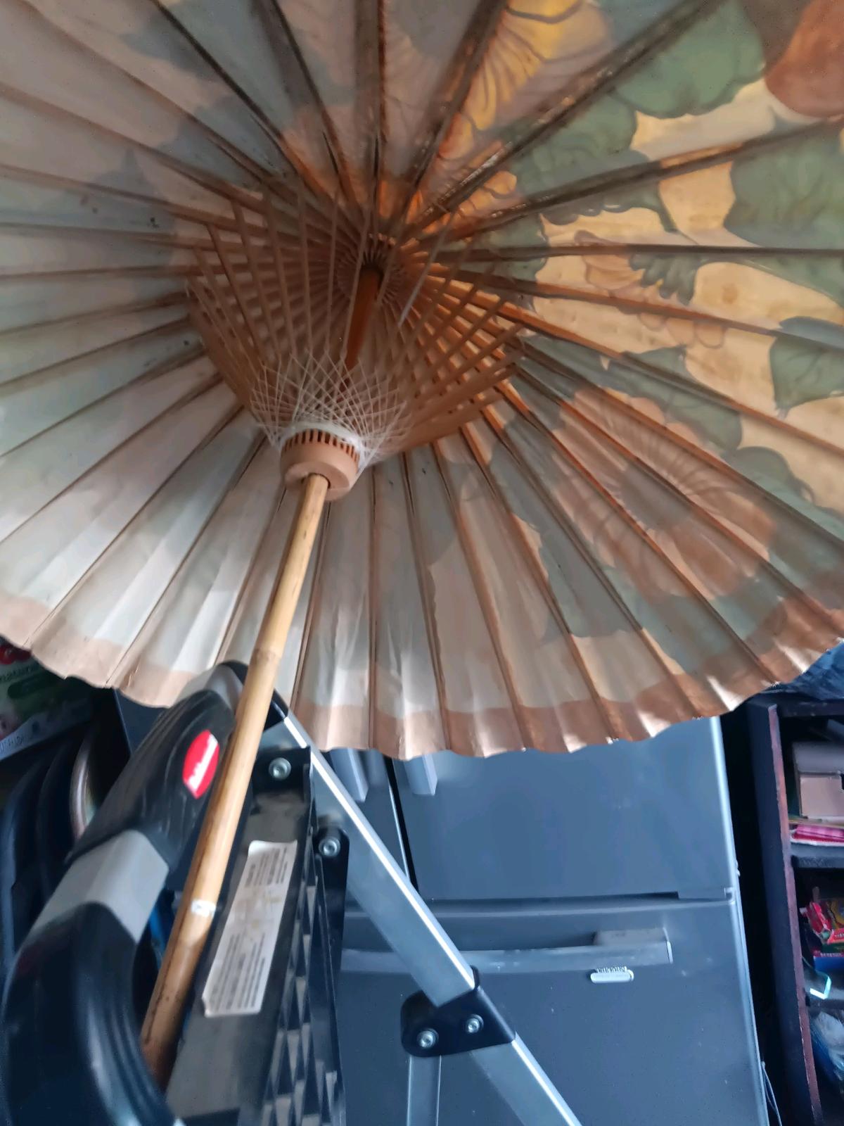 handpainted bamboo umberella with yellow flowers - Victorville, California - FleaMarketBay