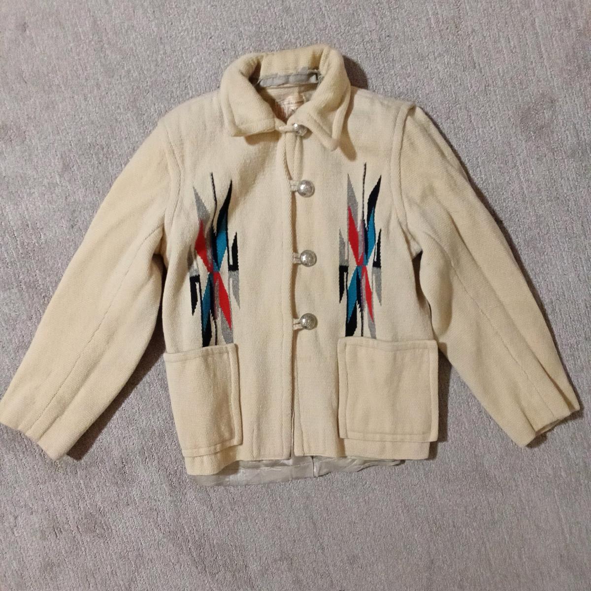Rare 1940s Chimayo Wool SW Indian Blanket Jacket - Colorado Springs, Colorado - FleaMarketBay