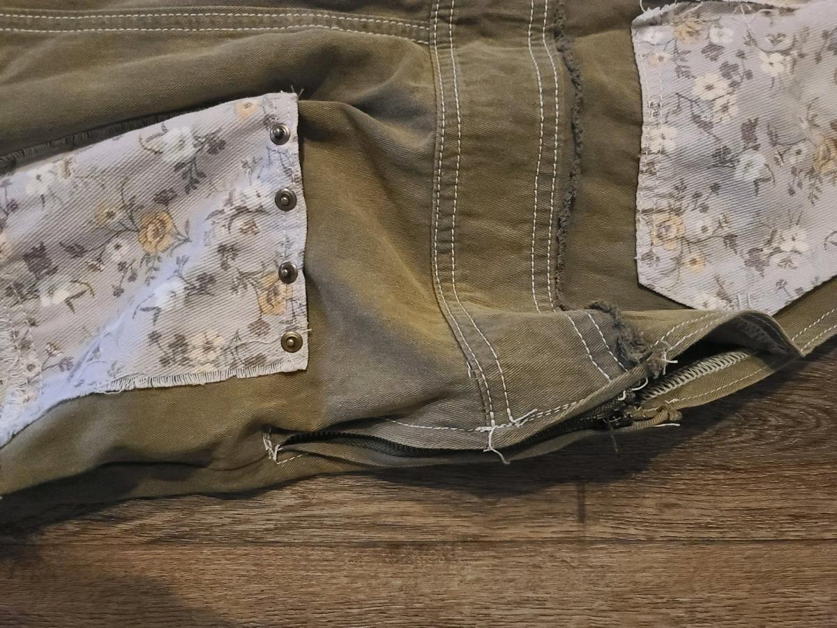 POL Overalls Womens L Green Patchwork Embroidered Wide Leg F - San Antonio, Texas - FleaMarketBay