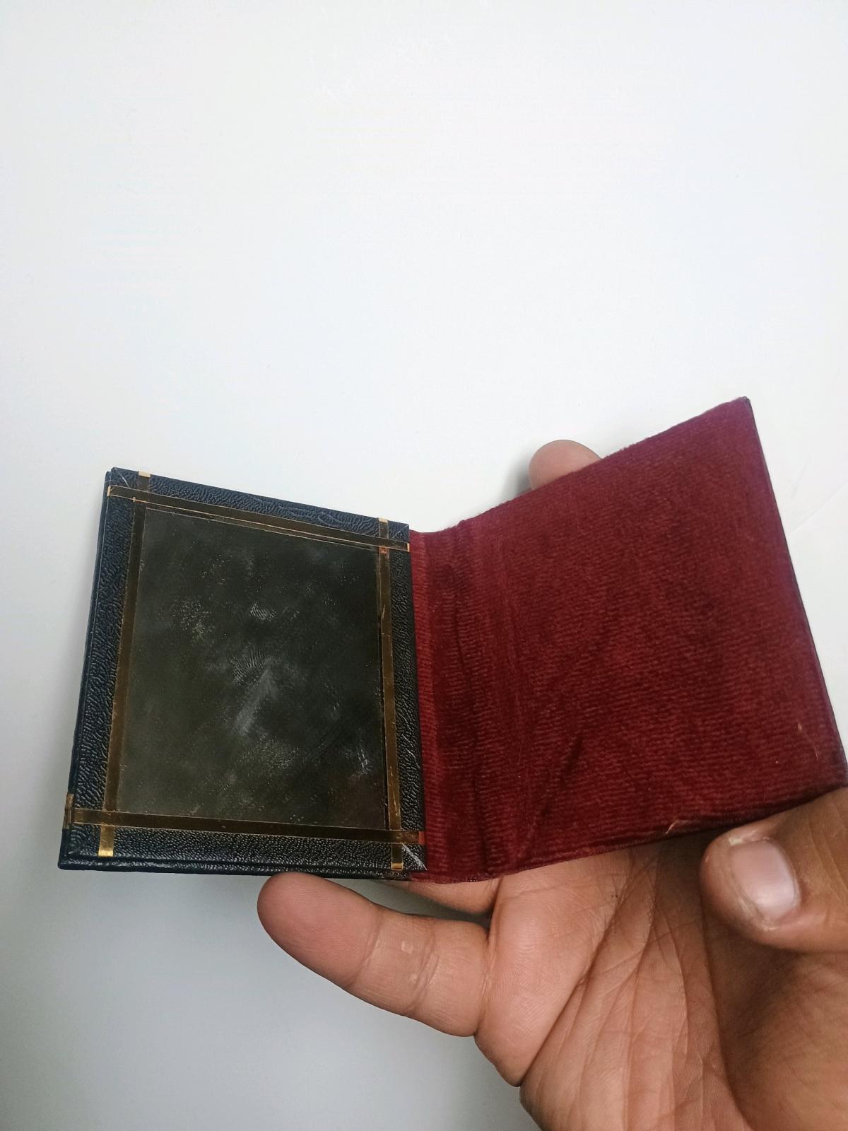 A 1970s Hippie Girl Fold Over Mirror Compact Faux Leather - Turlock, California - FleaMarketBay