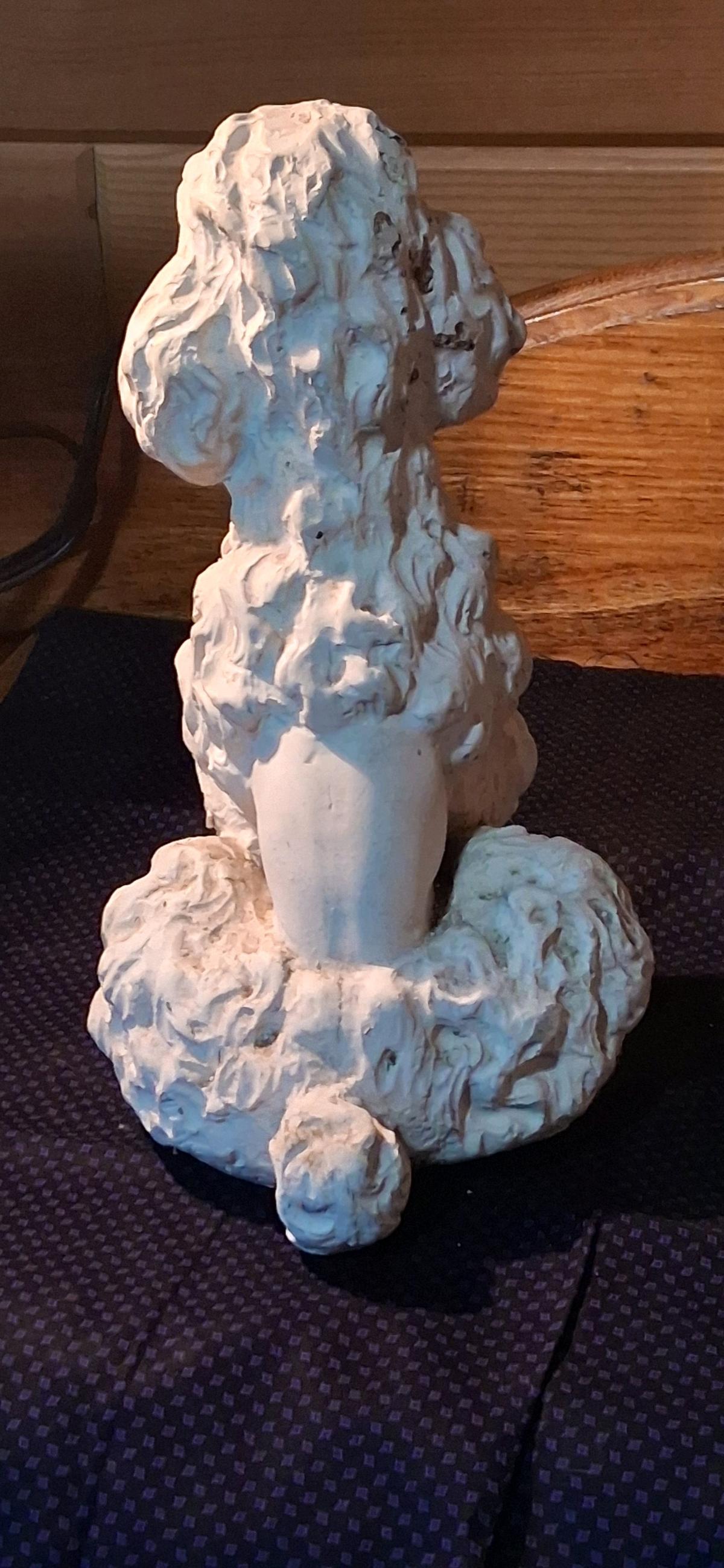 Vintage White Chalkware Poodle Dog Statues - Marshfield, Wisconsin - FleaMarketBay