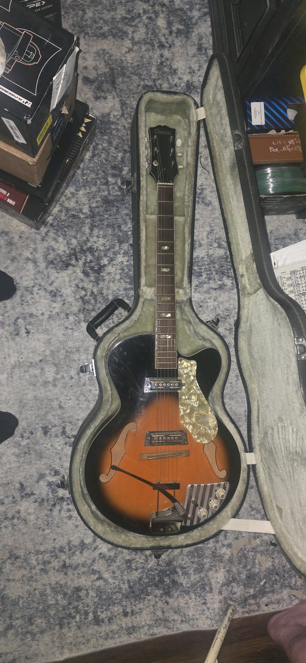 1960 Decca by Tiesco semicolon body guitar with case - Tolleson, Arizona - FleaMarketBay