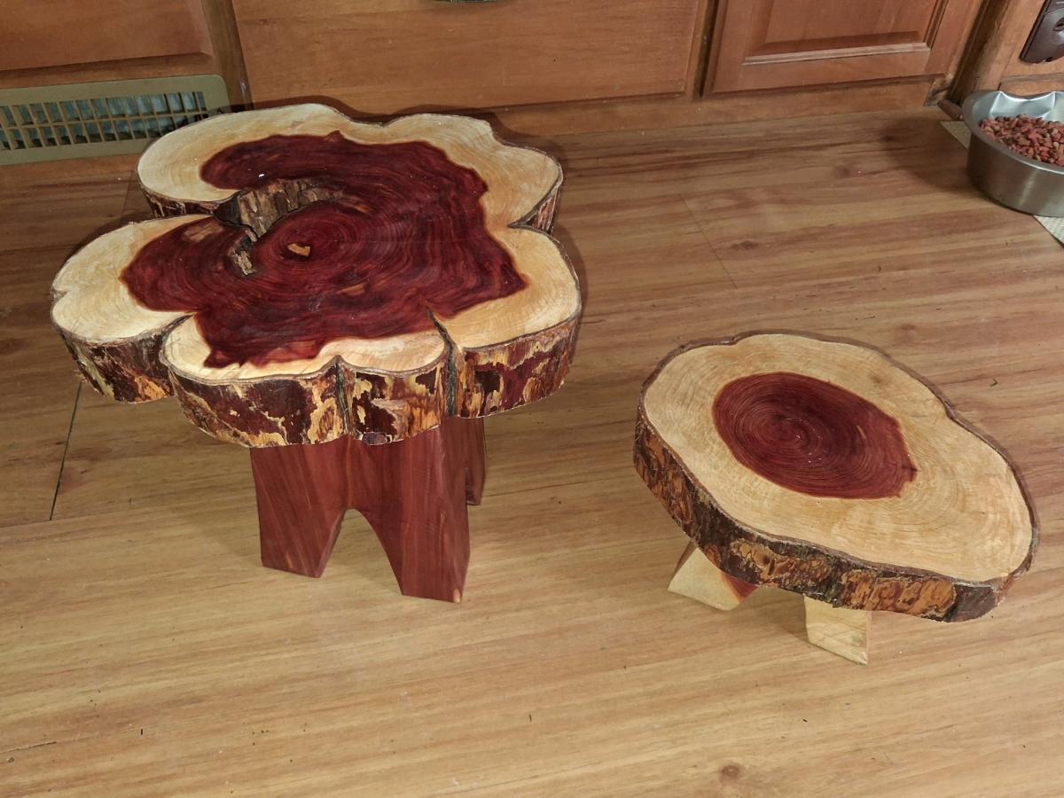 Handcrafted cedar footstools - Madisonville, Tennessee