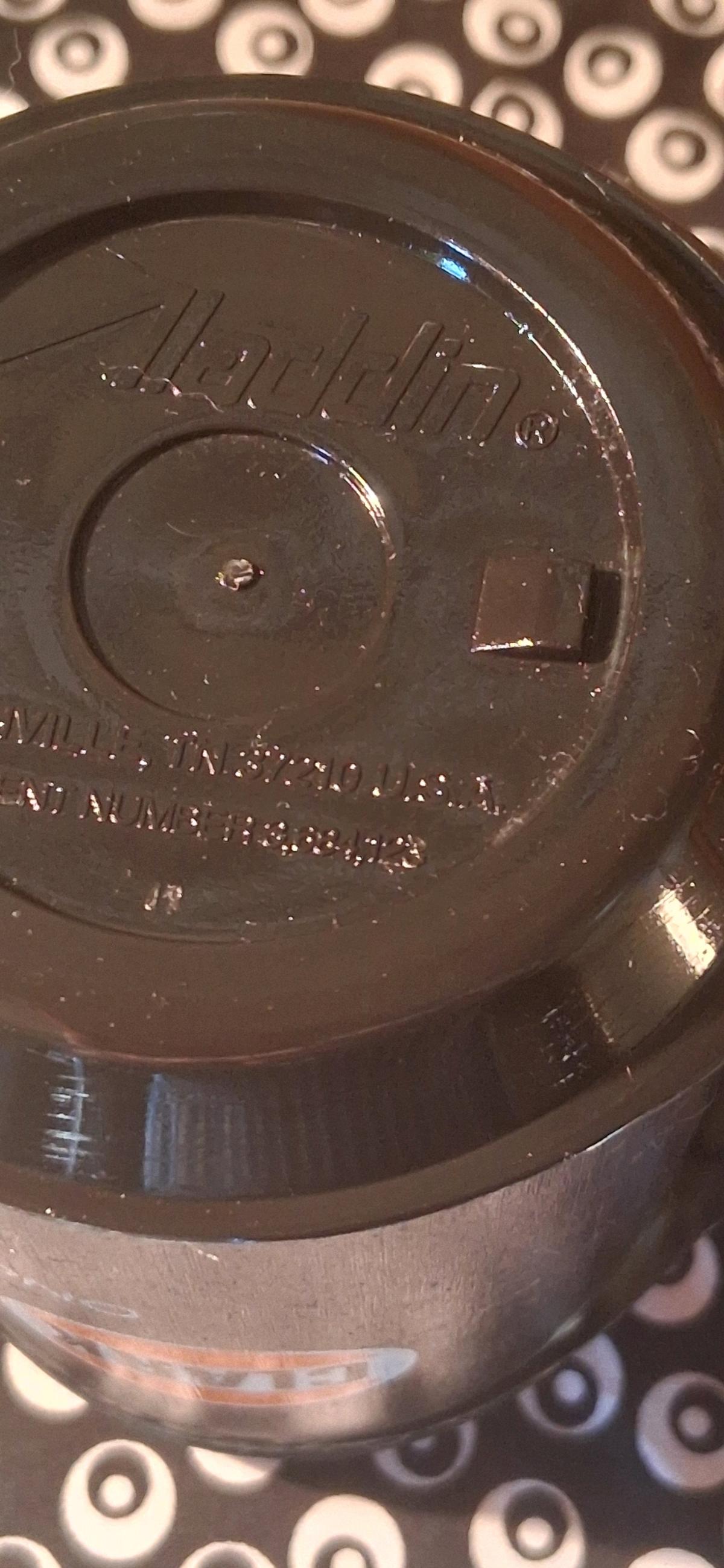 Vintage Clark Insulated Aladdin Plastic Travel Mug BlackOran - Marshfield, Wisconsin - FleaMarketBay