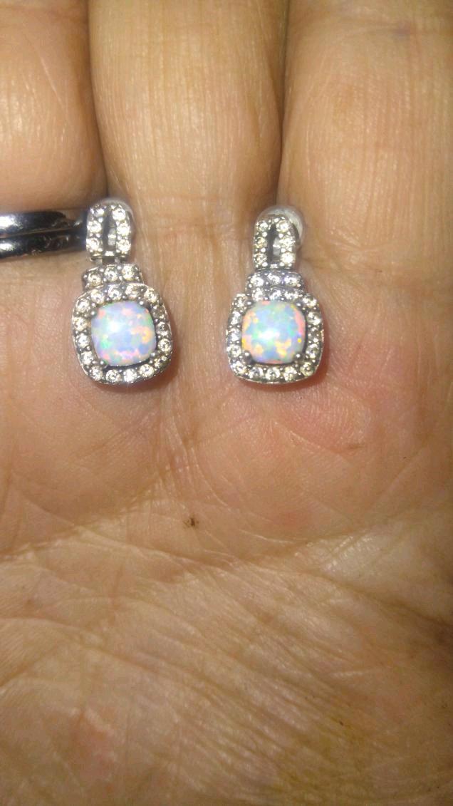 Opal and diamond earrings - Concho, Arizona - FleaMarketBay