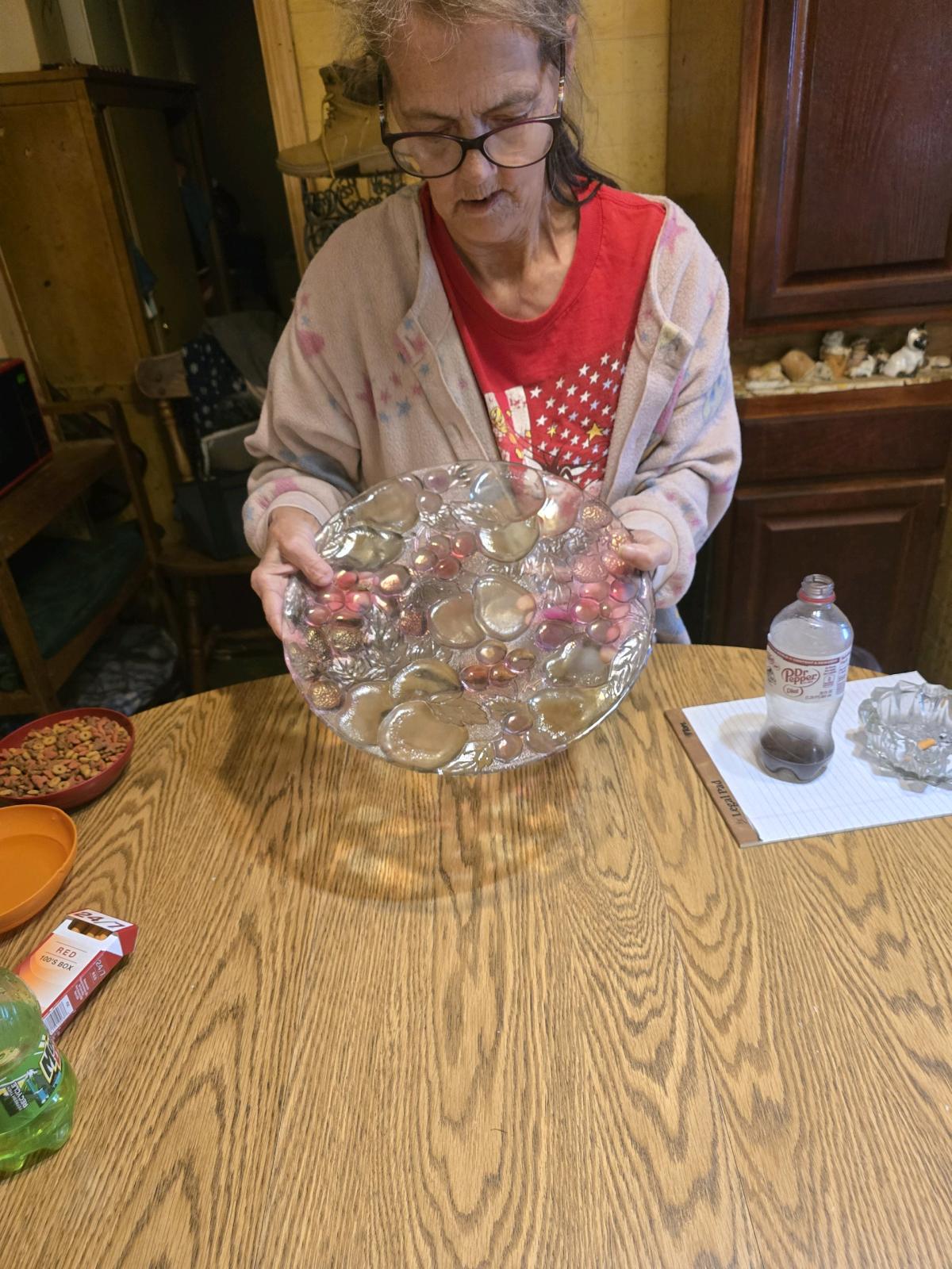 glass plate with decorative stones - High Point, North Carolina - FleaMarketBay
