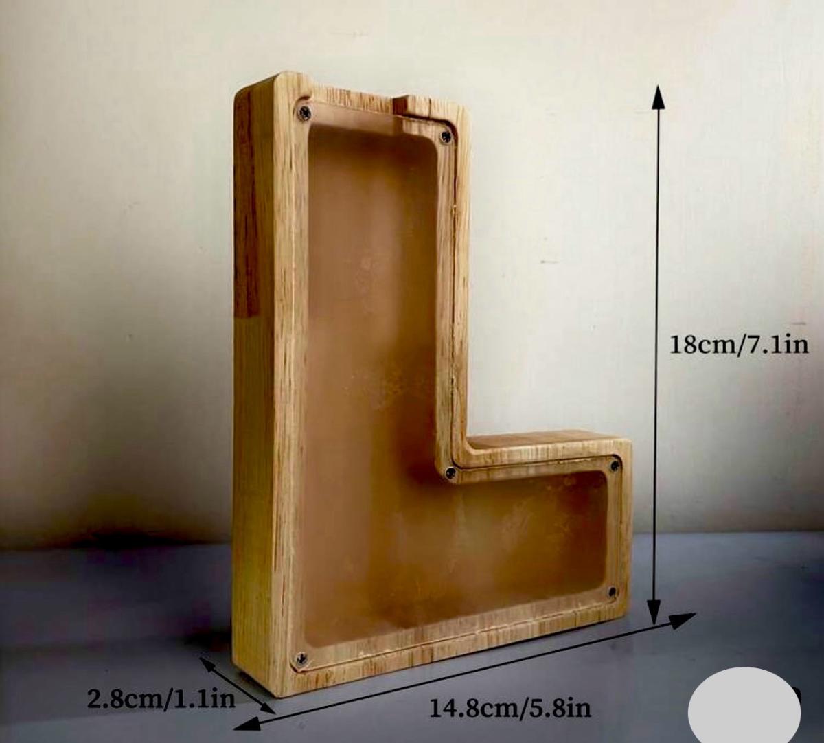 Letter L Wooden Coin Bank - Florence, South Carolina - FleaMarketBay
