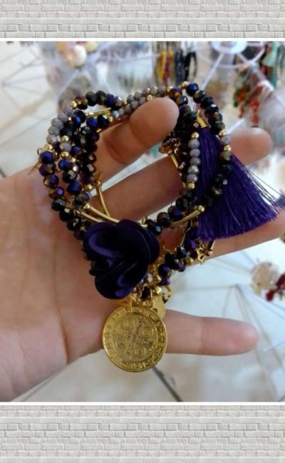 Crystal Beaded Semanario Bracelet set