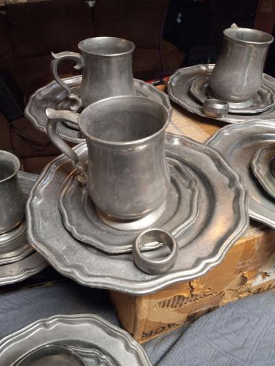 vintage pewter dishes