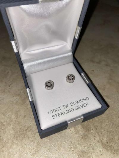 Diamond sterling silver earrings