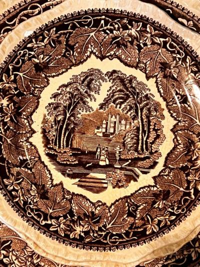 vintage brown transferware