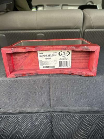 SHIP IN GLASS DISPLAY CASE WITH WOOD BASE - Thumbnail 3