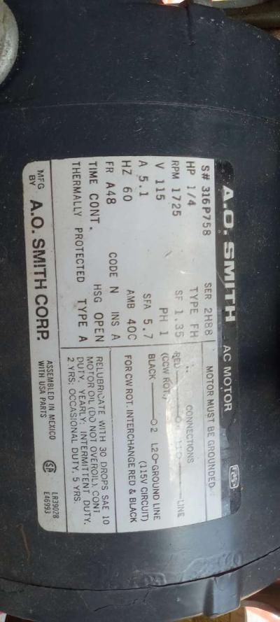 A  O  SMITH ELECTRIC MOTOR