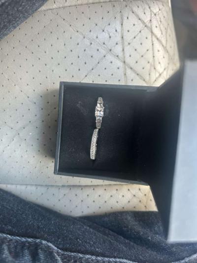 PrincessCut White LabCreated Sapphire Three Stone VintageSty - Thumbnail 6