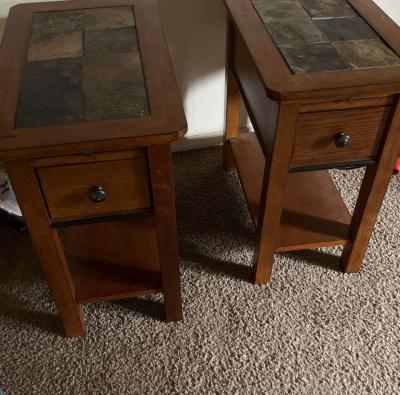 two wood night stands or end tables