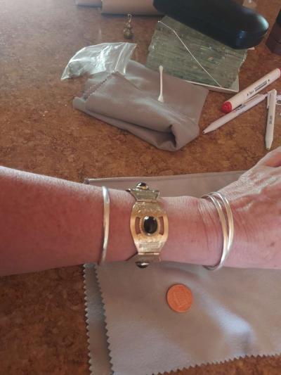 stamped onyx panel bracelet - Thumbnail 4