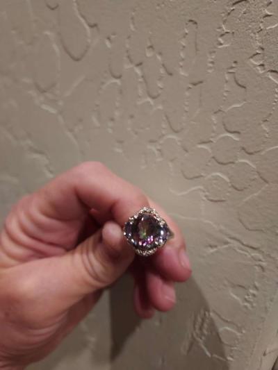 Tanzanite accented mystic topaz 925 silver ring - Thumbnail 5