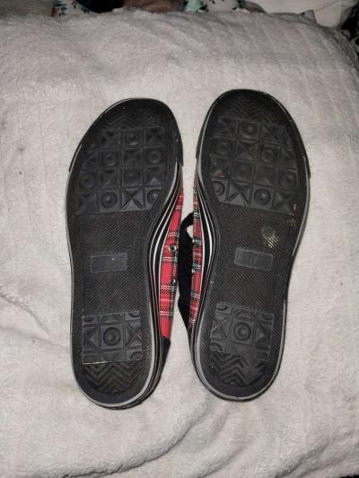 Red and black plaid sneakers by Gotta Flurt - Thumbnail 2