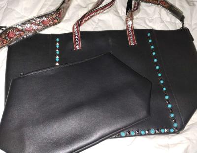 Two piece set Black leather tote - Thumbnail 6