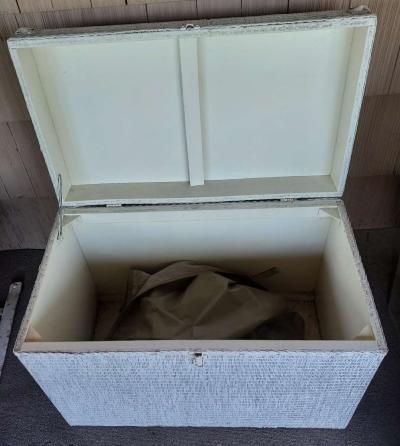 Wood  Wicker Storage Chest - Thumbnail 2