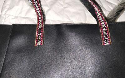 Two piece set Black leather tote - Thumbnail 2
